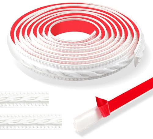 Moulures murales autocollantes Motif vintage 3D imperméables 300 cm idéales pour porte armoire décoration maison (2 cm, blanc)