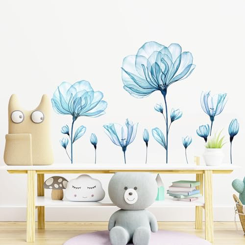 astylishome Wandtattoo Kinderzimmer Junge Blumen Groß Wandsticker Lotusblume Wandaufkleber Wohnzimmer Schlafzimmer Babyzimmer Flur Wanddeko Selbstklebende Tapete Blumen 0306