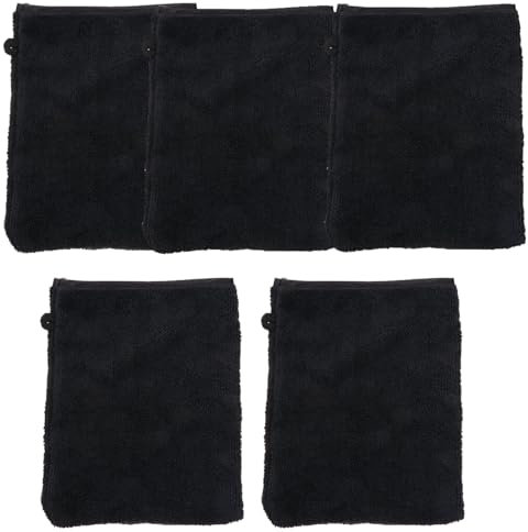 Meiliyizu Lot de 5 gants de toilette en microfibre doux pour le visage, réutilisables, 21 x 15 cm, noir