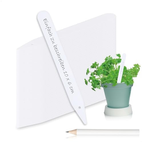 com-four® 100x Etiquetas para Plantas con lápiz - Etiquetas enchufables de 12 cm para Habitaciones, Balcones, Jardines - Tapones para Plantas para etiquetar (100 Piezas - Blanco - 12cm)