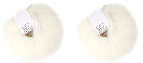 2 Rollen weiches Angora-Mohair-Garn, langes Wollstrickgarn zum Stricken, Häkeln, Handstrickgarn aus Wolle, DIY-Schal, Häkelgarn, Zubehör für Kleidung, Schals, Pullover, Schals, Mützen
