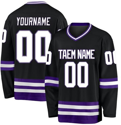 Camiseta de Hockey personalizada,Diseña tu camiseta de Hockey personalizada con tu nombre/equipo/número, Camiseta de Hockey con nombre adecuada para Regalos para Niños y Adultos Estilo 3 KAN0827A,