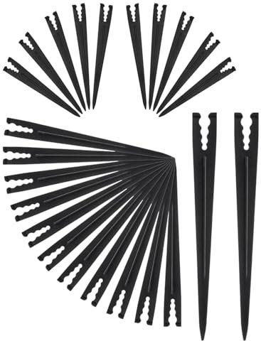 KGDUYC 30 Stück Micro Drip Schlauchhalter, schwarzer PE Schlauchhalter, Gartenschlauch, Micro Drip Erdspieß für 1/4 Zoll, 3/5 Zoll, 4/7 Zoll Schlauch und Launcher