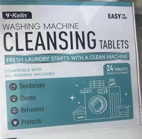 Washing Machine Cleaner Descaler 24 Pack - Deep Cleaning Tablets for HE Front Loader & Top Load Washer, Septic Safe Eco-Friendly Deodorizer, Clean Inside Drum and Laundry Tub Seal - 12 Month Supply