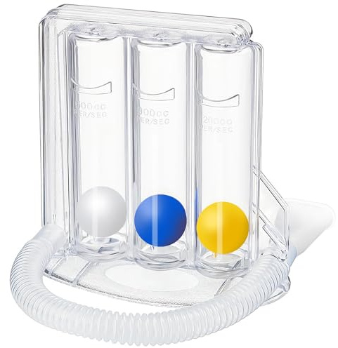 Youmang 3-Ball-Anreizspirometer Lungentrainer – Einstellbarer Atemtrainer für postoperative Genesung und Stärkung der Atemmuskulatur (600–1200 cc/s)