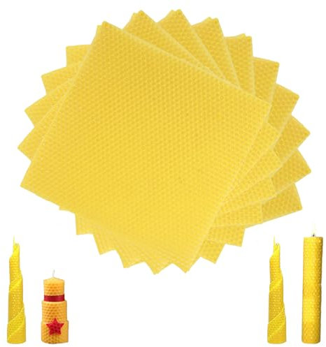 Fleymu Bienenwachs-Kerzenherstellungs Set, DIY-Kerzen Selber Machen Set Kinder, 12 Bienenwachsplatten (20 * 20 cm) mit 6m Baumwolldocht, Bienenwachskerzen für Hochzeitsdeko & Geschenke (Farbe)