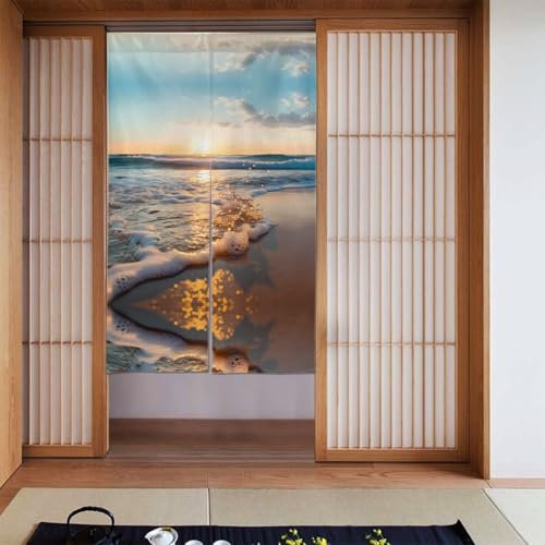 WZYWHJ Sea Wave bedruckte Vorhänge, vielseitige Raumteiler für Zuhause, Büro, Küche, Bad, stilvolle und funktionale Gardine, 86,4 x 142,2 cm