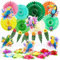 Tropical Birds Honeycomb Paper Decoration for Summer 6Pcs Parrot Honeycomb Cutouts 6.6Ft Hawaiian Leaves Garland Hanging Tissue Paper Fans for Luau Tropical Summer Party Home Classroom Supplies