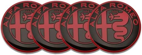 lvjiena 4 stück Auto Radnabenkappen für Alfa Romeo Giulietta 2010-2020 60MM, Wasserdicht Verschleißfest Radnabe Abdeckung mit Logo Nabenkappen Reifen Felgen Aufkleber,D