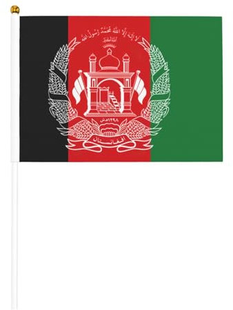 Flagge von Afghanistan, kleine Flaggen auf Stab, 14 x 21 cm, 10 Stück – Mini-Flaggen, Handflagge, Holzstab-Flagge