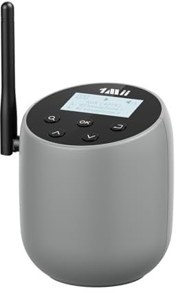1Mii DS70 Bluetooth 5.2 Transmitter for TV to 2 Wireless Headphones, aptX Low Latency/Adaptive/HD, Bluetooth Audio Adapter for TV, Easy Pairing w/LCD Display, Optical AUX RCA, Soundbar Passthrough