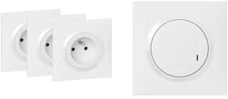 LEGRAND - Lot de 3 prises de courant connectées dooxie with Netatmo complet blanc avec Commande sans fils ON/OFF dooxie with Netatmo complet blanc