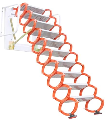 KHDONT 3.25M/10.7Ft Expansion Ladder Attic Wall Mounted Aluminum Alloy Ladder Easy Assemble Folding Structure Space Saving
