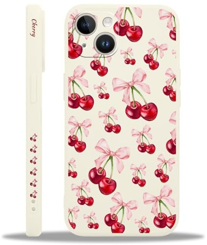 Yoedge Handyhülle für iPhone 13 Mini Hülle, Aesthetic Blumen Schleifen Pink Muster Niedlich Design Mädchen Frauen Cover, Silikon Stoßfest Case Kratzfest Schutzhülle für iPhone 13 Mini 5,4,Kirsche