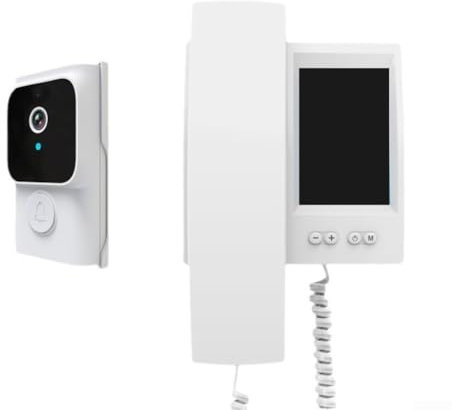 Feeshoppher Video Doorbell With Infrared Wireless Intercom With 3.5 Inch Screen No WiFi Or App Required With Customizable Ringtones(White)