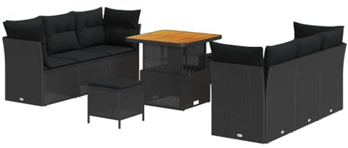 vidaXL Gartensofa-Set 9 STK. Schwarz Poly-Rattan