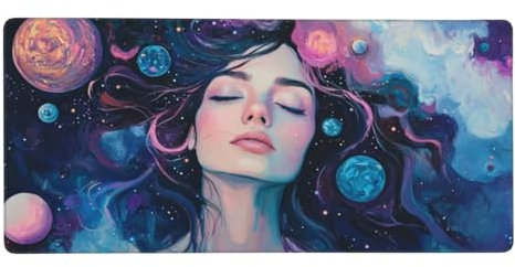 Tapis de Souris XXL Femme 1200 x 600 mm, Base en Caoutchouc Antidérapante Abstrait Tapis Souris Etendu, Surface Nanotextile de Haute Précision Améliore la Mousepad Durable avec et la Vitesse M65