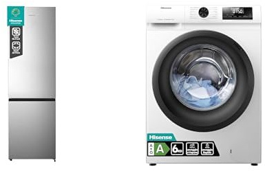 Hisense Set Frigorifero Combinato 255L + Lavatrice Slim 6kg, No Frost e Classe A