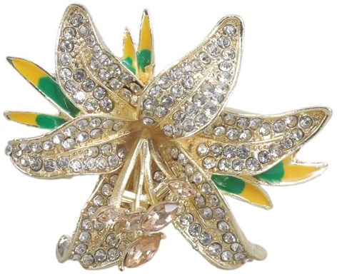 Stilvolle Lilien-Brosche, Accessoire, modische Lilien-Anstecknadel, Strasssteine, eingelegte Anstecknadel für jeden Anlass, einzigartiges Blumendesign