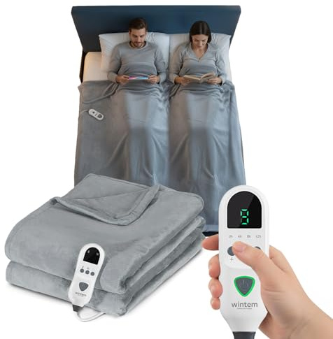 Coperta Termica Elettrica 160x120 cm - Scaldaletto in Flanella a Doppio Strato - 8 Livelli di Temperatura, Timer 9 Ore e Protezione Surriscaldamento - Lavabile in Lavatrice - Ideale per Letto e Divano