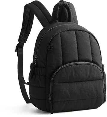 bagsmart Puffer Rucksack Damen Klein Leicht Cityrucksack Tagesrucksack | Gesteppter Reiserucksack, Wasserdichter Mini Casual Daypack Backpack Schulrucksack für Freizeit Reisen Schule Arbeit Uni