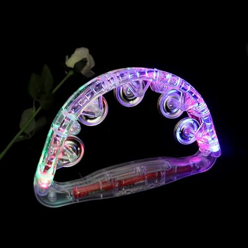 TYCIONG LED-Musik-Tamburin mit Blinkenden Lichtern für Fröhliche Veranstaltungen, Langlebiges Kunststoff- und Stahlmaterial, 2 Stück für Partys (Wie Gezeigt)