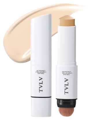 Concealer Stick 13g Abdeckstift mit Pinsel 2 in 1 Concealer Creme Leichte Textur Hohe Deckkraft Für Augenringe Rötungen Unebenen Hautton Make up Base 5 Farben 01# Heller Elfenbein