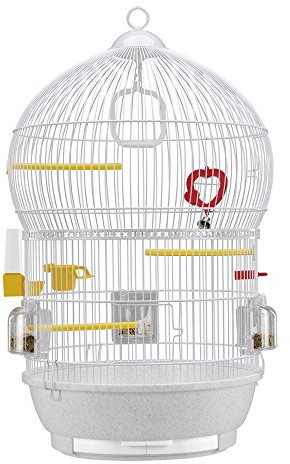 Ferplast Vogelkäfig Bali Kanarienvogel, Zebrafinken, Wellensittiche, aus Metall, Inkl. Zubehör Sitzstangen Drehbare Futternäpfe, 43.5 x 43.5 x h 68.5 cm.