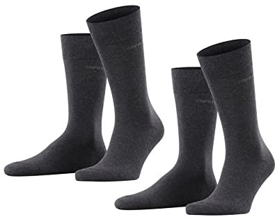 ESPRIT Herren Socken Basic Uni Multipack M So Baumwolle einfarbig 2 Paar, Grau Anthracite Melange 3080, 47-50