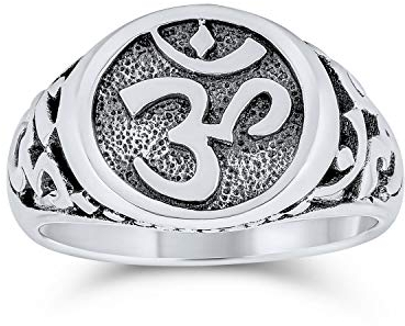 Bling Jewelry Om-Siegelring mit Devanagari-Schrift für Frauen und Männer oxidiertes .925 Sterlingsilber