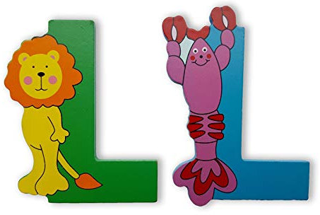 Vinsani® Wooden Jungle Animal Alphabet Letters Personalised Bedroom Wall Door Name (L)