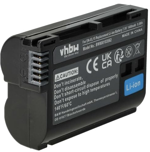 vhbw Battery compatible with Nikon 1 V1 Camera DSLR (1400 mAh, 7 V, Li-Ion) + Info Chip
