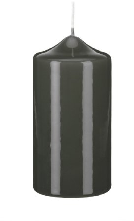 Gelackte Kerzen Stumpenkerzen Klarlack - hochglänzend Grau 12 x 6 cm, 4 Stück, Exclusive besondere Kerzen