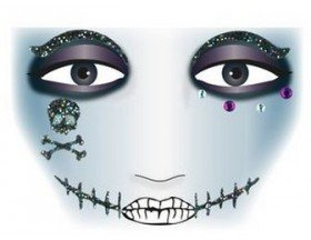HERMA 15306 Face Art Sticker Pirat Gesicht Aufkleber Glitzer Sticker für Fasching, Karneval, Halloween, dermatologisch getestet
