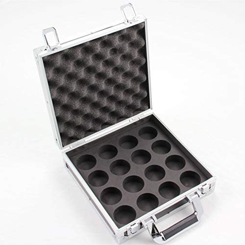 Hard Aluminium English Pool Ball Carrying & Storage Flight Case for 2 Balls - holds 16 x 2 Inch pool balls - Ideal for storing your league pool balls - has a deep foam interior to hold balls tight and secure
