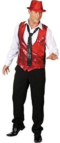 NET TOYS Pailletten Weste rot Cabaret Galaweste Entertainer Showmaster Showweste Glitzerweste Disco Paillettenweste Glitzer