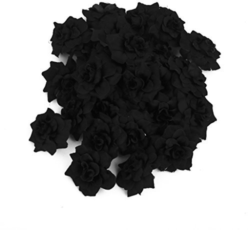 Pack of 50 Artificial Silk Rose Flower Bridal Wedding Clips Flower Heads black