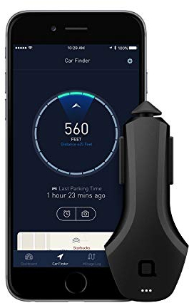 Nonda KFZ-Laden - USB Autoladegerät Smart Car mit 2 USB-Ports, Kfz Ladegerät, Ultra-Schnelles Laden, inkl. App, Car Charger, Bluetooth-Verbindung, Kfz-Finder, GPS-Tracking, Fahrtenbuch - Schwarz