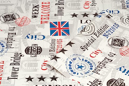 d-c-fix Möbel-Klebefolie Lindley London Motiv bunt 45 cm x 1,5 m - Möbelfolie selbstklebende Deko-Folie Schrank Küche Bad Dekorfolie wasserfest England UK