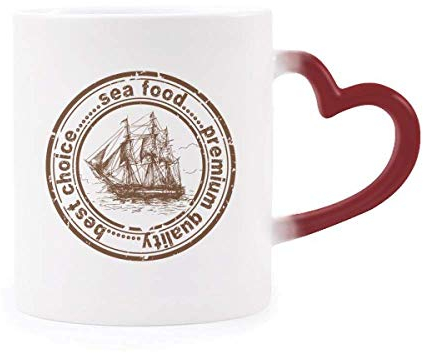 DIYthinker Sea Food Barco Clásico País Ciudad Morphing de Calor de la Taza Copa Sensible Corazón Rojo