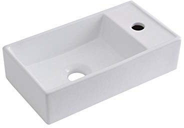 MILANO White Ceramic Countertop Wall Hung Bathroom Basin Sink 400 x 220mm