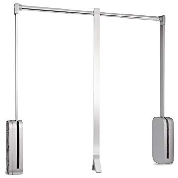 Emuca - Kleiderlift für Garderoben Sling, 830-1150mm, Weißer Kunststoff, Stahl und Kunststoff