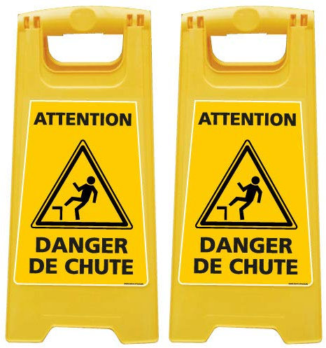 Lot de 2 Chevalet de signalisation - Attention Danger de Chute - Dimensions 600x300mm