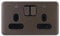 Schneider Electric Lisse Screwless Deco - Switched Double Power Socket, Double Pole, with Neon Indicator, 13A, GGBL3021DBMB, Mocha Bronze with Black Insert