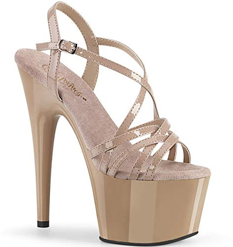 Pleaser Damen ADORE-713 Plateau High Heels Sandalette Lack Nude 36 EU