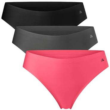 DANISH ENDURANCE Damen Tanga Seamless 3 Pack (Mehrfarbig (1 x Schwarz, 1 x Grau, 1 x Pink), Small)