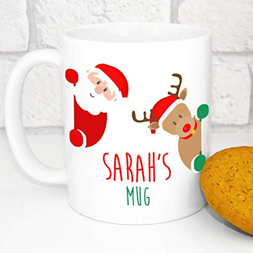 Personalised Christmas Mug - Custom Festive Design - Add Your Own Name (Santa)