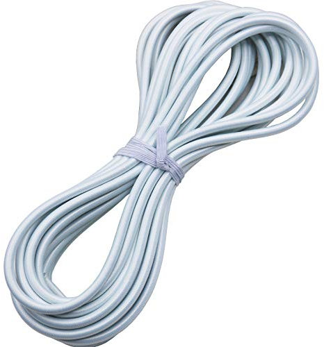 Huouo 1/4 Elastic Bungee Shock Cords, 50 Feet Marine Grade Kayak Heavy Stretch String Rope & Tie Down Trailer Straps for DIY Projects White