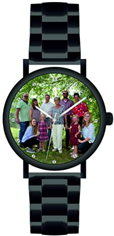 memories Uhr mit Foto personalisiertes Geschenk 40mm Stahlband schwarz 3BAR Wasserdicht