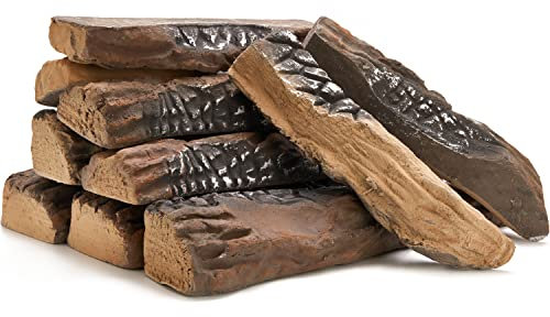 BIOMAND Gas Log for Fireplace, 10 Peice Realistic Ceramic Wood Logs
